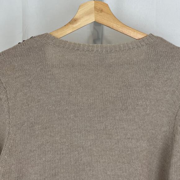 ANN TAYLOR Sequin Cardigan Sweater Embellished Wool Angora Cashmere Beige Tan L - Picture 5 of 8